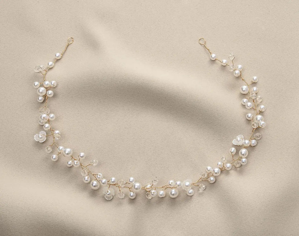 VIGNE CHEVEUX MARIÉE PERLES ET PETITES FLEURS HB0419 G.Westerleigh