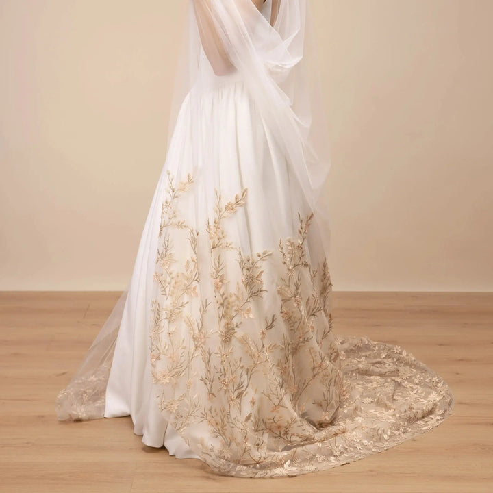 VOILE DE MARIÉE CATHÉDRALE 300 CM BRODÉ FEUILLAGE – INSPIRATION BOTANIQUE | PBV9085 THE PERFECT BRIDAL COMPANY