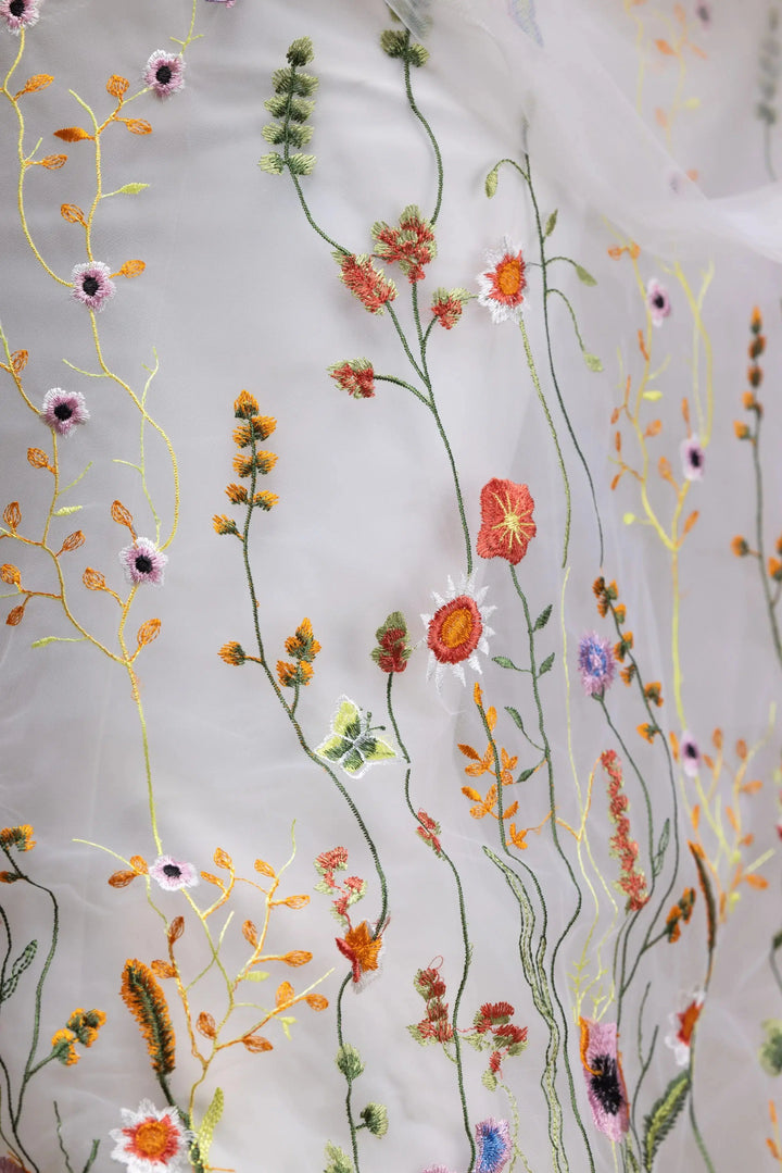 VOILE DE MARIÉE CATHÉDRALE 300 CM EN TULLE IVOIRE BRODÉ FLORAL | PBV9066 THE PERFECT BRIDAL COMPANY