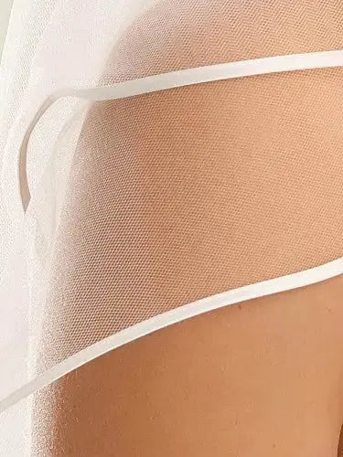 VOILE DE MARIÉE COURT AVEC RABAT ET BORDURE FINE SATIN S5 Bianco Evento