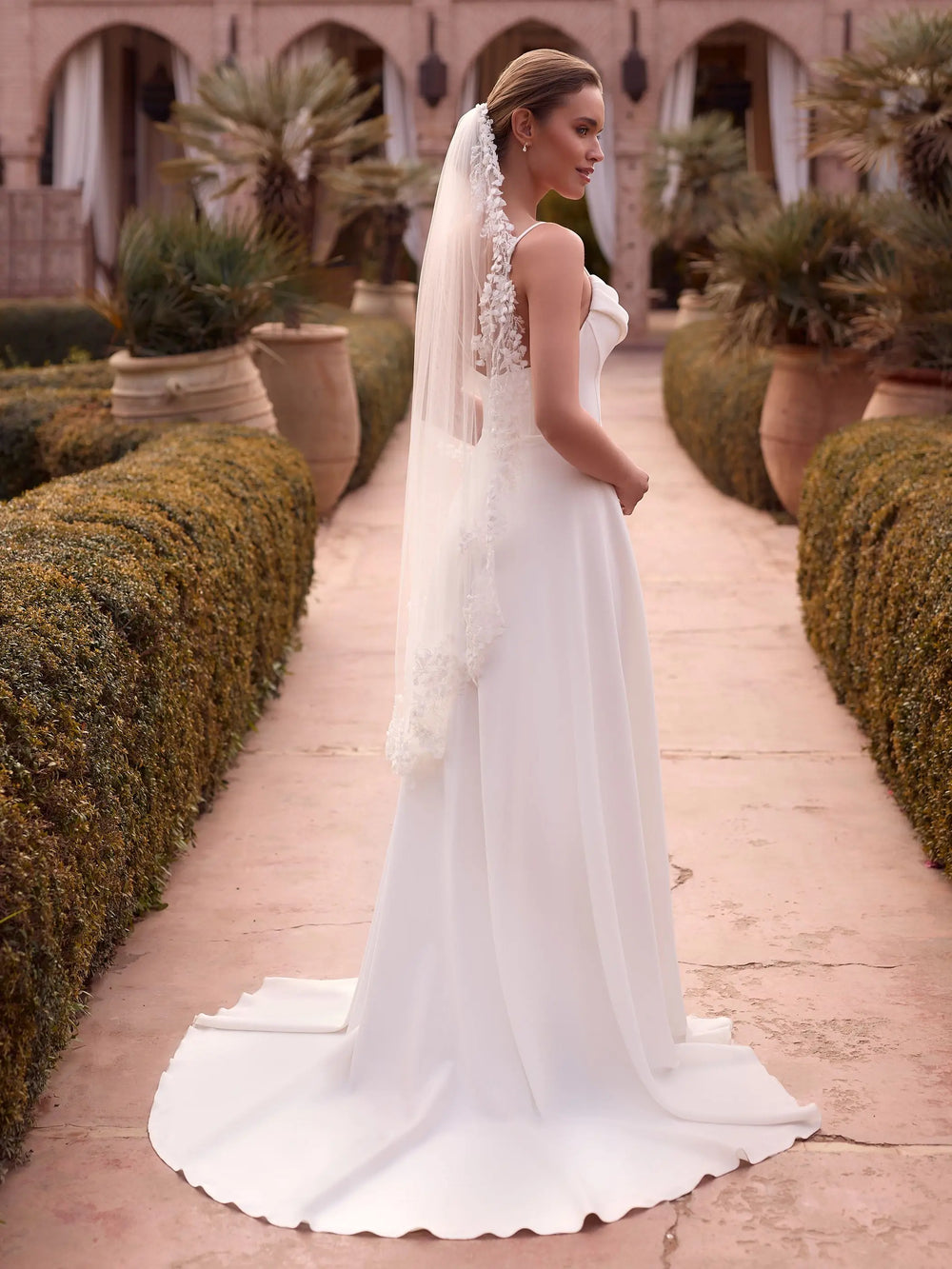 VOILE DE MARIÉE COURT BORD DENTELLE – TULLE DOUX IVOIRE 110 CM – S538 Bianco Evento