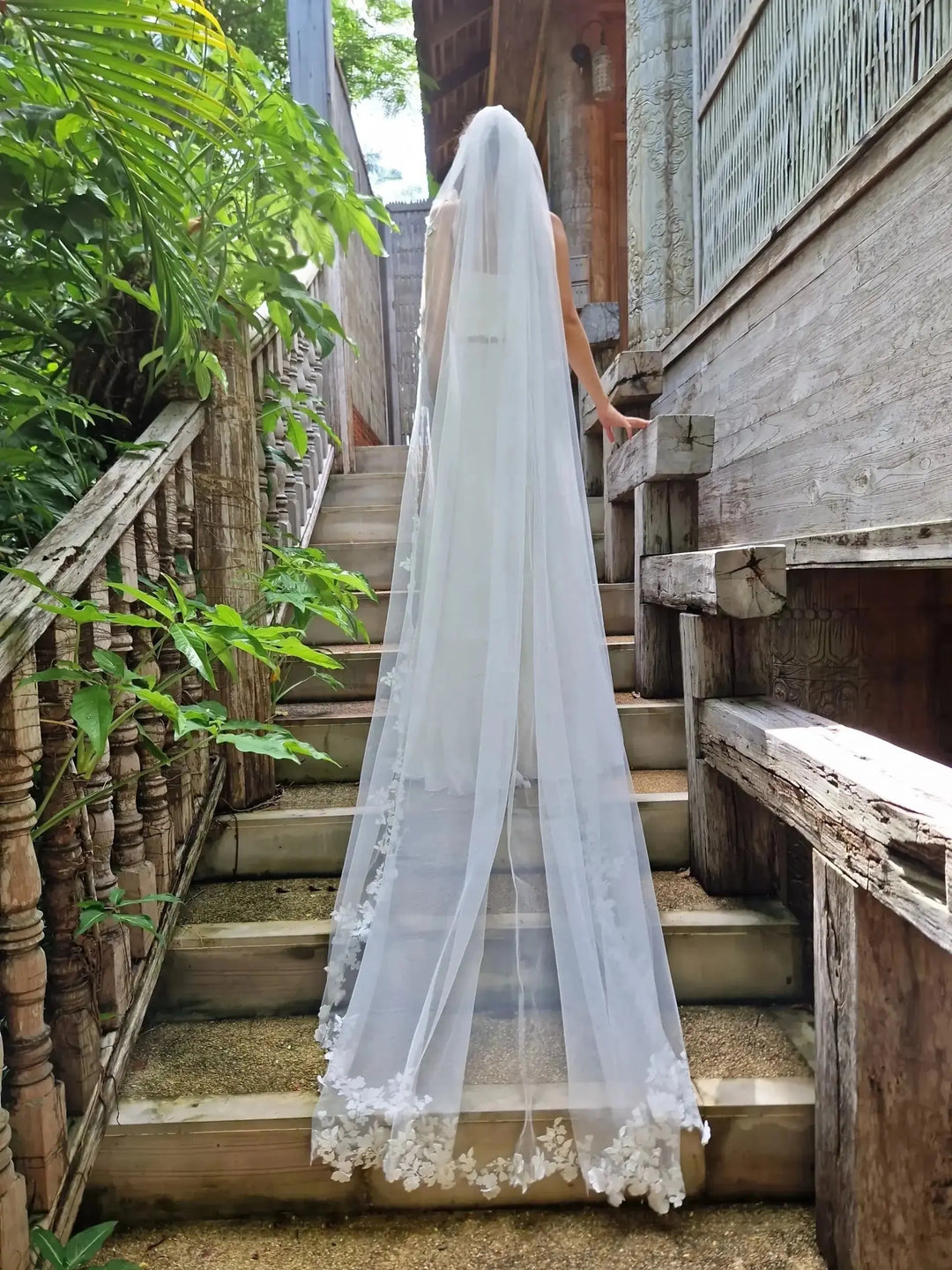 VOILE DE MARIÉE DENTELLE DE COTON FLORALE ET 3D - MURCIE WD109 Novias