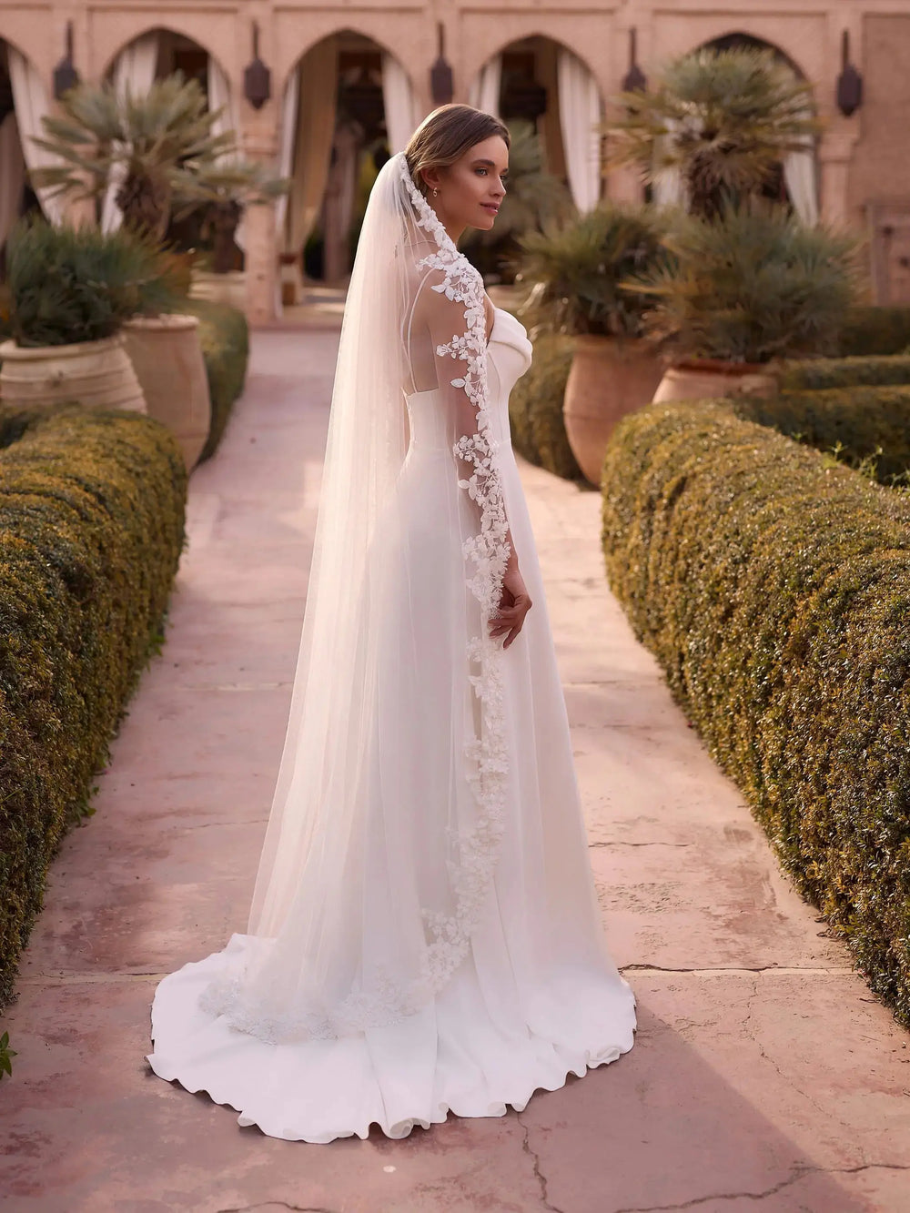 VOILE DE MARIÉE EN DENTELLE MONOCOUCHE TULLE SOUPLE 110 CM Bianco Evento