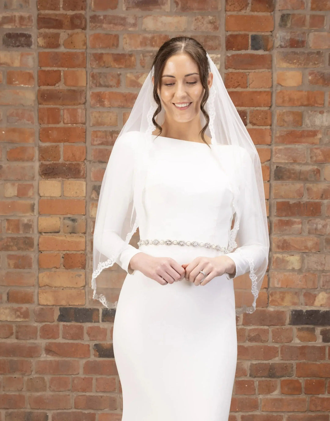 VOILE DE MARIÉE EN TULLE IVOIRE À BORDURE DENTELLE CORDÉE – 90 CM OU 245 CM | PBV9007 THE PERFECT BRIDAL COMPANY