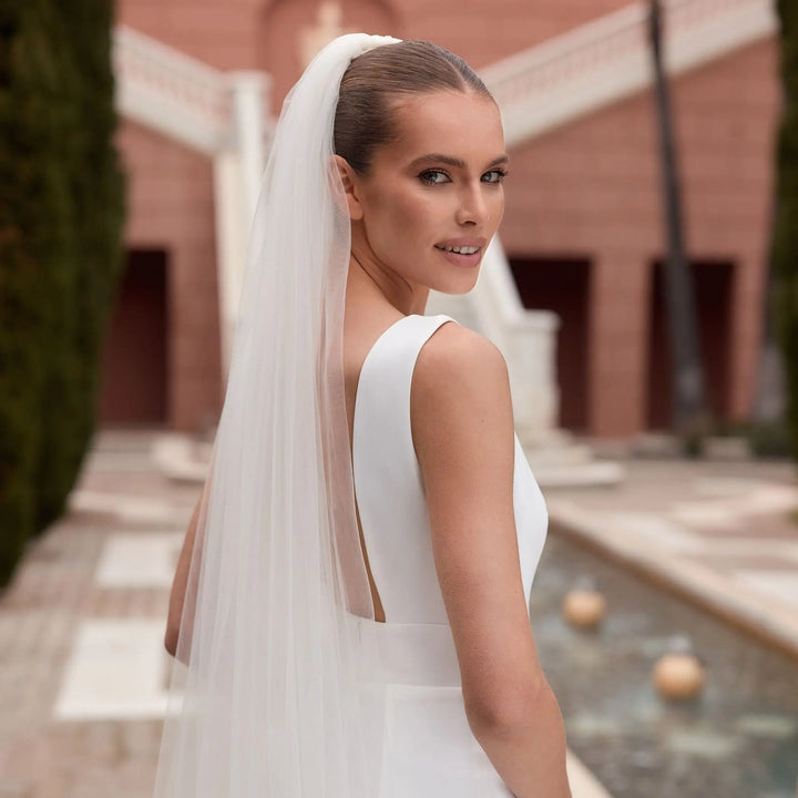 VOILE DE MARIÉE LONG 300 CM — TULLE SOUPLE BORD FRANC — S554 BIANCO EVENTO