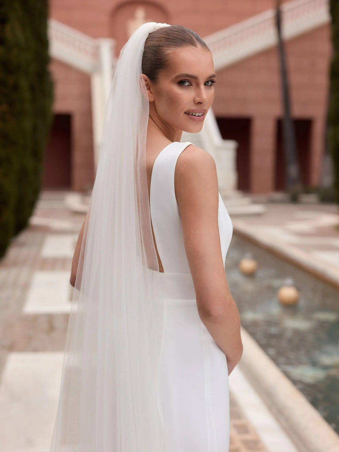VOILE DE MARIÉE LONG 300 CM — TULLE SOUPLE BORD FRANC — S554 BIANCO EVENTO