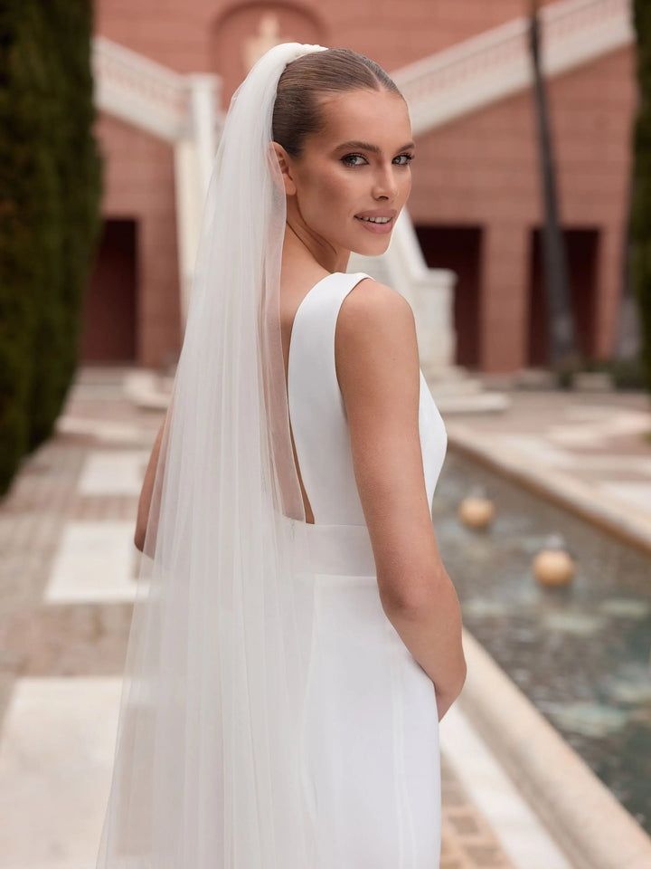 VOILE DE MARIÉE LONG 300 CM — TULLE SOUPLE BORD FRANC — S554 BIANCO EVENTO