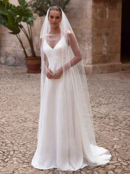 VOILE DE MARIÉE LONG AUX 230 PERLES S525 Bianco Evento