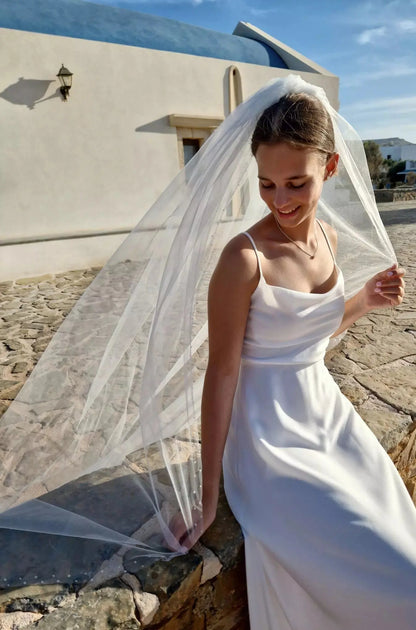 VOILE DE MARIÉE LONG AVEC CRISTAUX PRECIOSA INES WD101 Novias