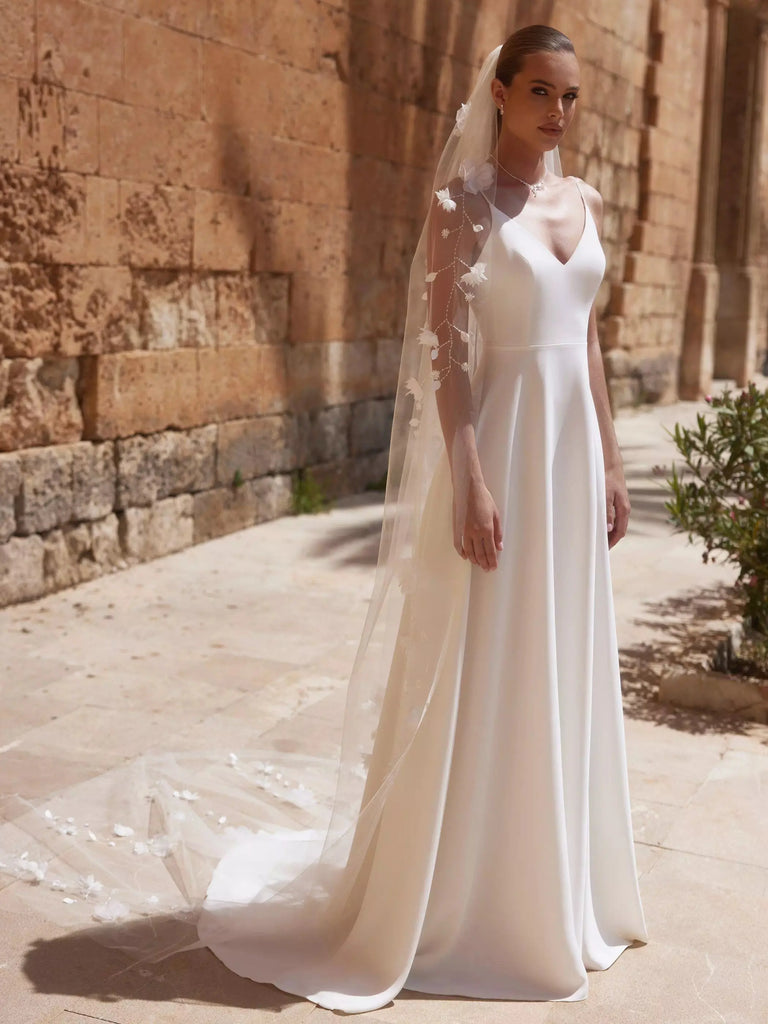Voile De Mariée Avec Bracelet à Fleurs - Couronne Florale Pour Déguisement, Fête, Halloween, Reprise De Mariage
