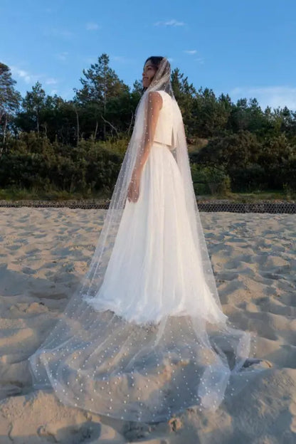 VOILE DE MARIÉE LONG PERLÉ ÉVITA WD97 Novias