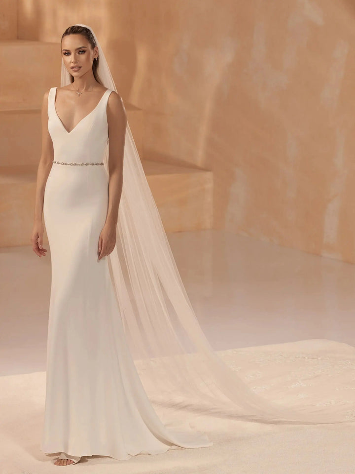 VOILE DE MARIÉE S514 – LONGUEUR CATHÉDRALE 280 CM AVEC BORDURE DENTELLE 3D (Copie) Bianco Evento