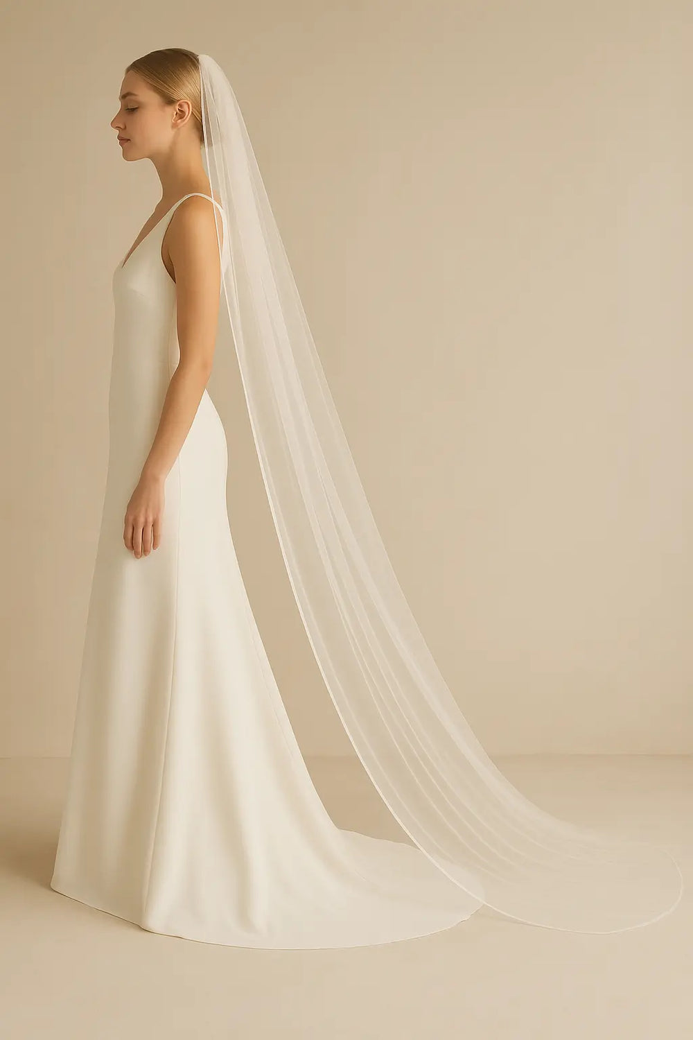 VOILE DE MARIÉE LONG SIMPLE TULLE SOUPLE S389 250 CM Bianco Evento