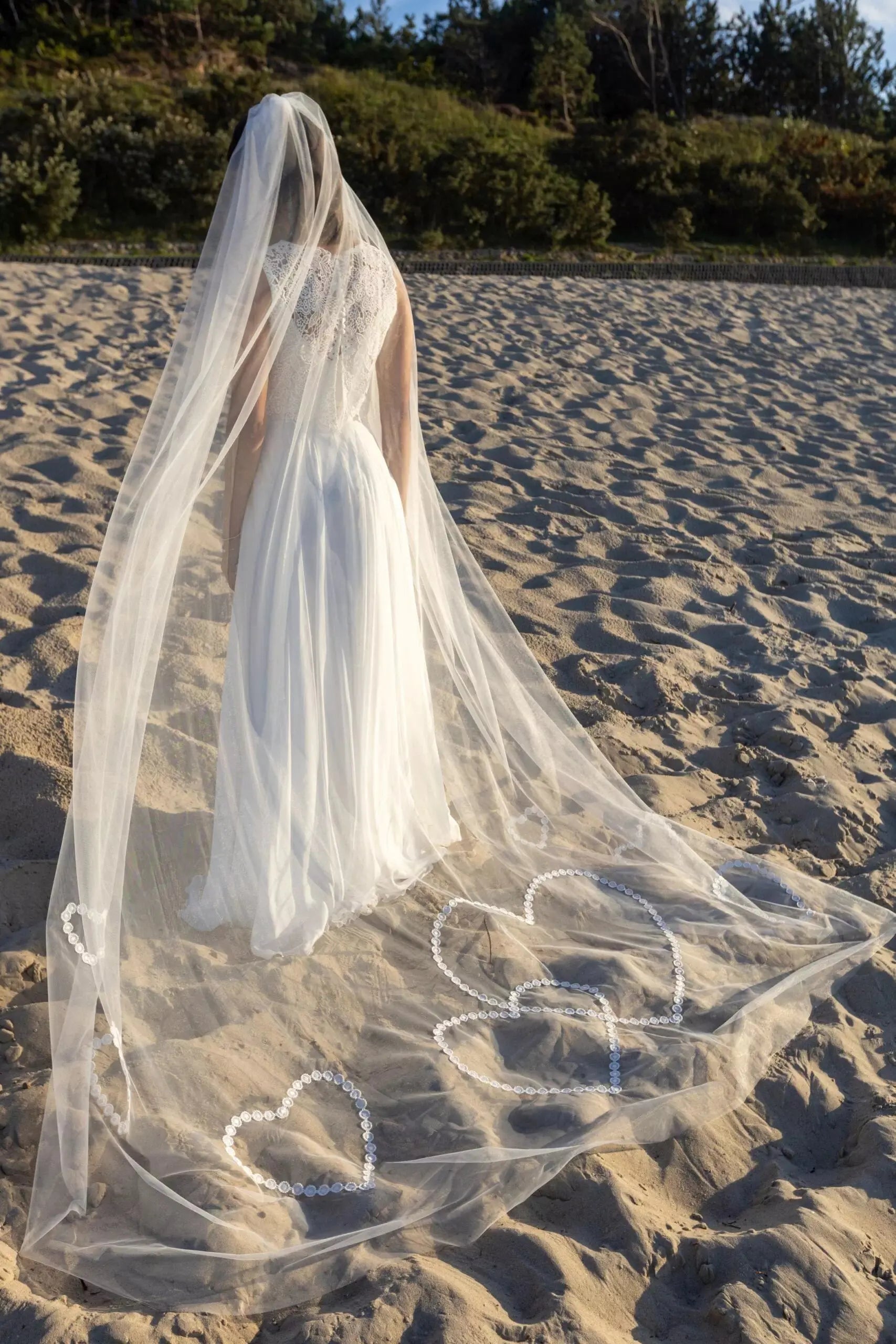 VOILE DE MARIÉE ORNÉ DE COEUR EVELINE WD96 Novias