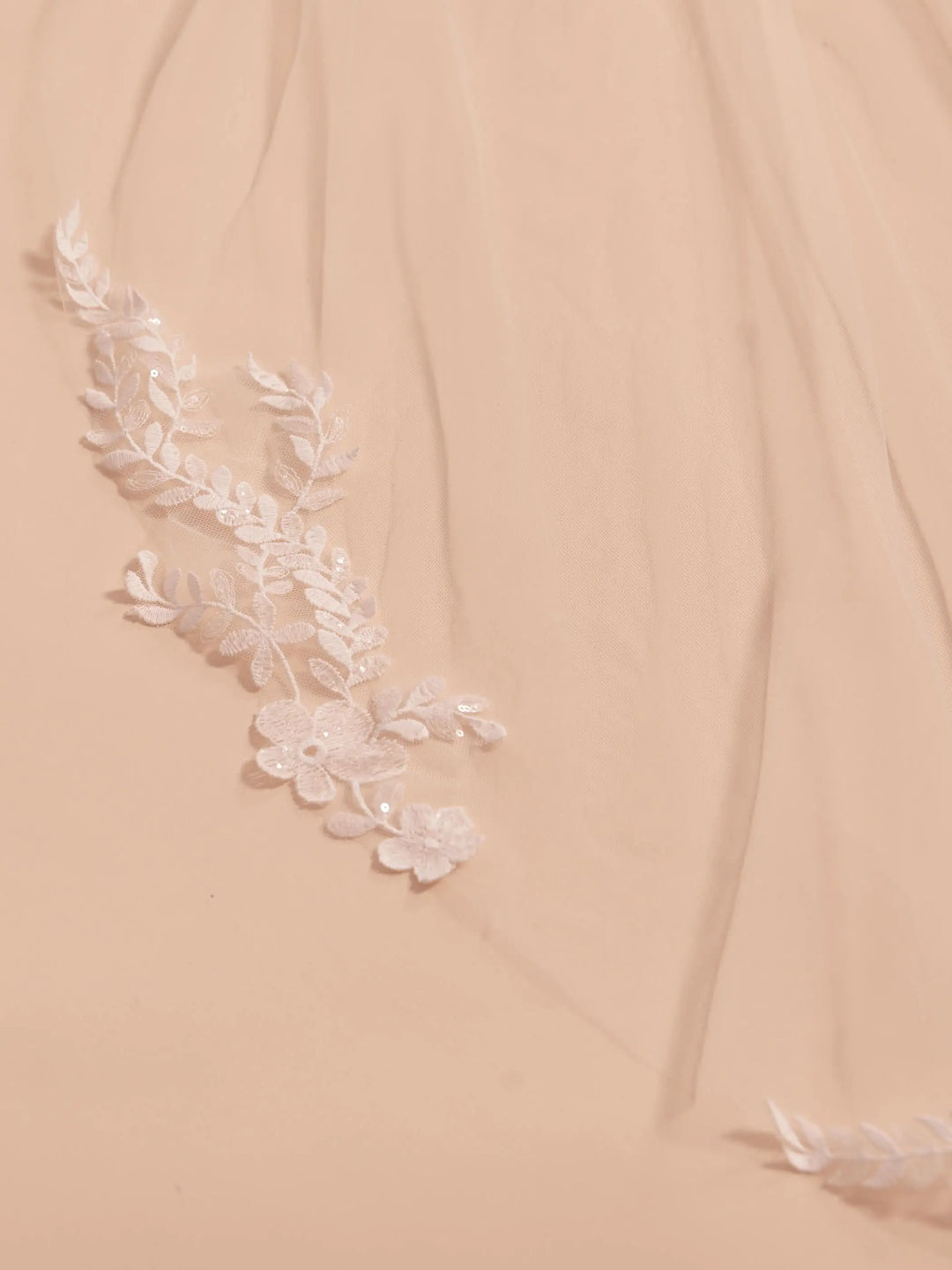 VOILE DE MARIÉE S414 EN TULLE IVOIRE 250 CM AVEC APPLIQUES DENTELLE Bianco Evento