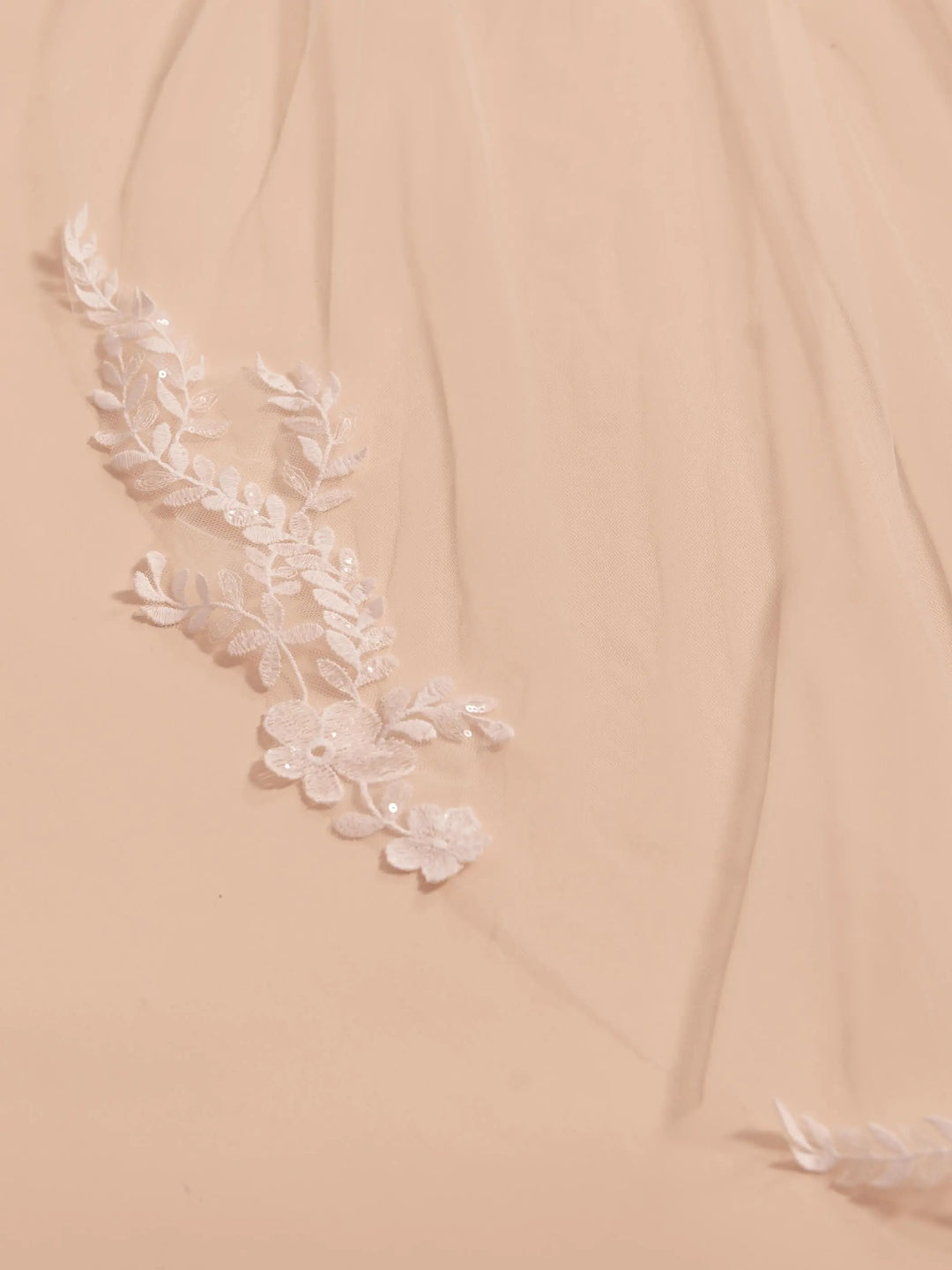VOILE DE MARIÉE S418 EN TULLE IVOIRE 110 CM AVEC APPLIQUES DENTELLE PAILLETÉE Bianco Evento