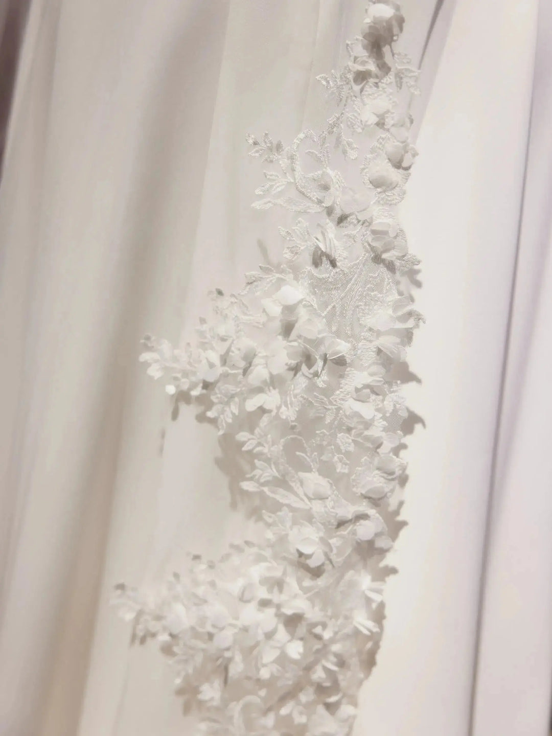 VOILE DE MARIÉE S514 – LONGUEUR CATHÉDRALE 280 CM AVEC BORDURE DENTELLE 3D Bianco Evento
