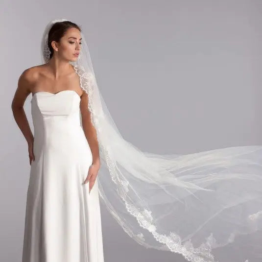 VOILE MARIÉE CATHÉDRALE DENTELLE FRANÇAISE 270 CM – DASANTA WD36 Novias