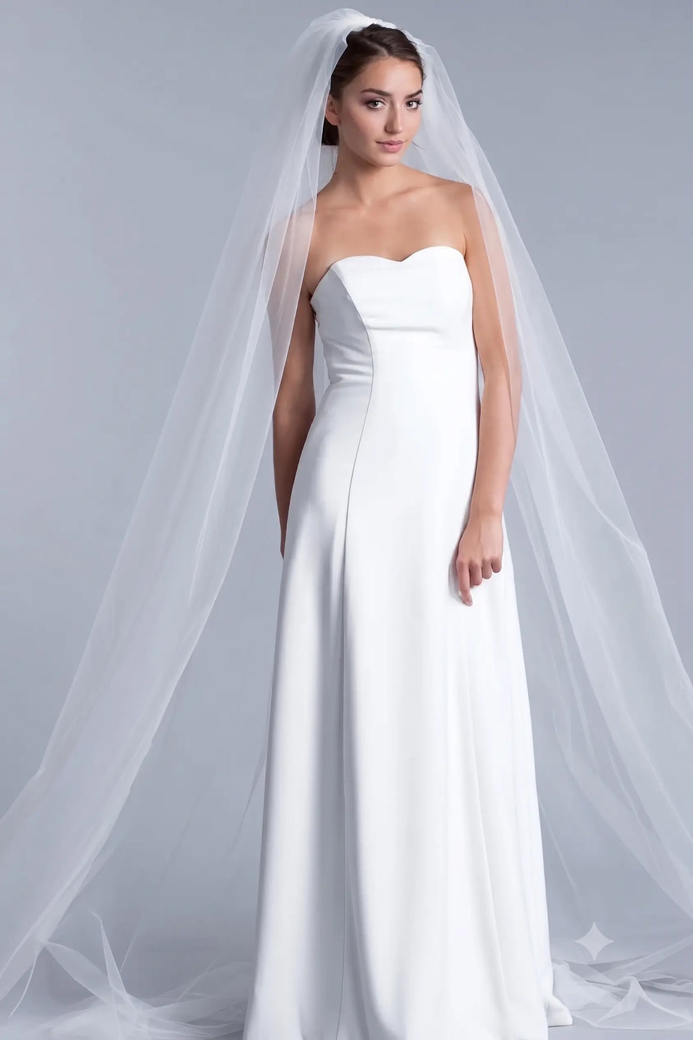 VOILE MARIÉE CATHÉDRALE TULLE SOUPLE IVOIRE 270 CM – WD1 Novias