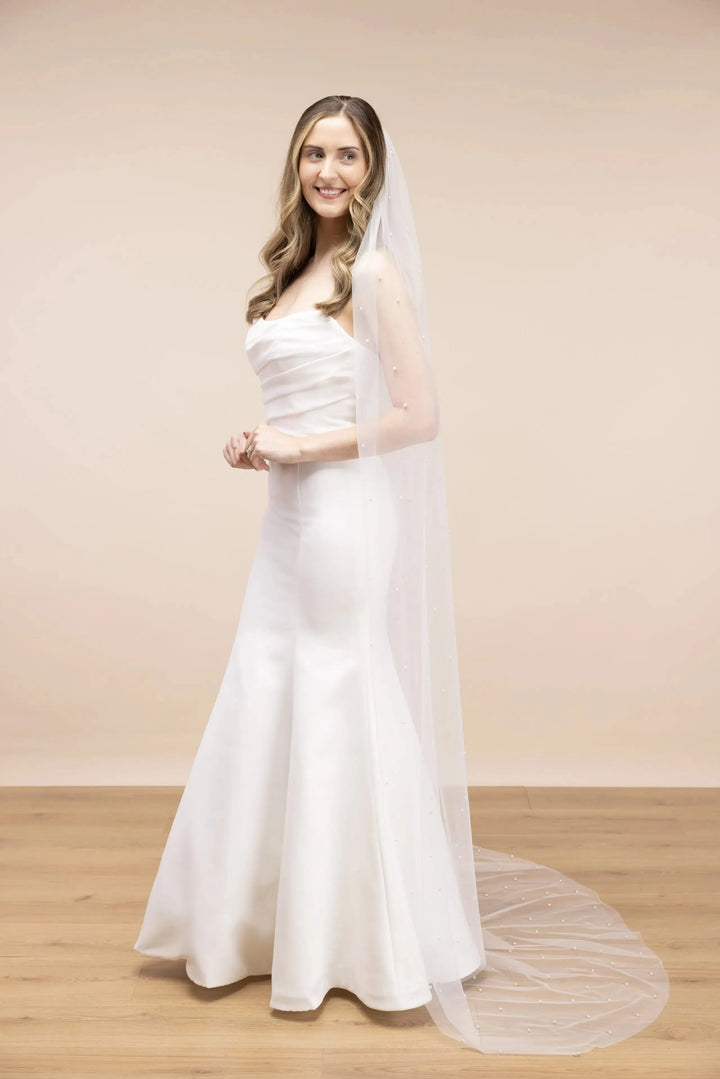 VOILE MARIÉE PBV9011 PERLES IVOIRE – TULLE DOUX ROMANTIQUE THE PERFECT BRIDAL COMPANY