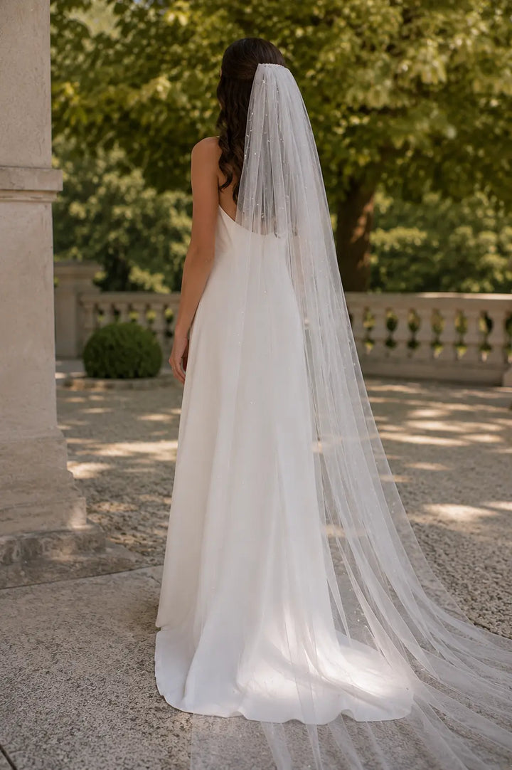 VOILE MARIÉE PBV9011 PERLES IVOIRE – TULLE DOUX ROMANTIQUE THE PERFECT BRIDAL COMPANY