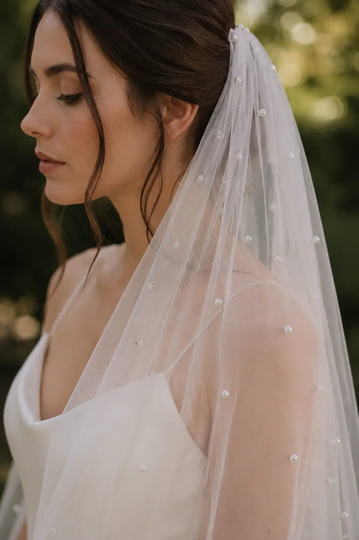 VOILE MARIÉE PBV9011 PERLES IVOIRE – TULLE DOUX ROMANTIQUE THE PERFECT BRIDAL COMPANY