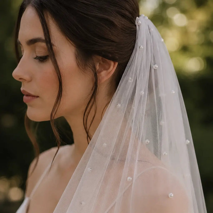 VOILE MARIÉE PBV9011 PERLES IVOIRE – TULLE DOUX ROMANTIQUE THE PERFECT BRIDAL COMPANY