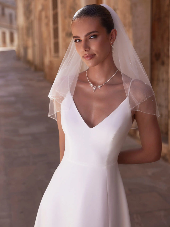VOILE MARIÉE S524 TULLE SOUPLE & 70 PERLES – RABAT ÉLÉGANT BIANCO EVENTO