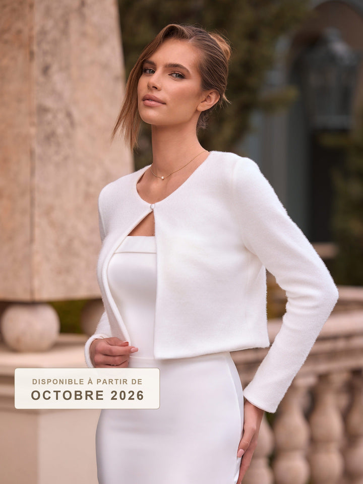 Veste de mariée E545 en maille effet cachemire - disponible à partir d'octobre 2026