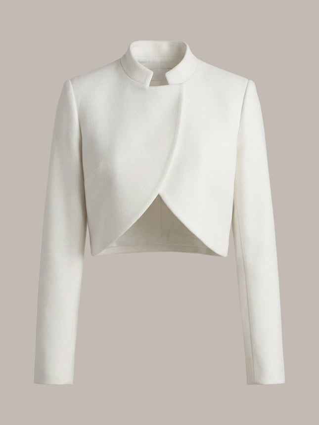Veste de mariée courte – col officier, laine et cachemire – WJ04 Artpodiumstudio