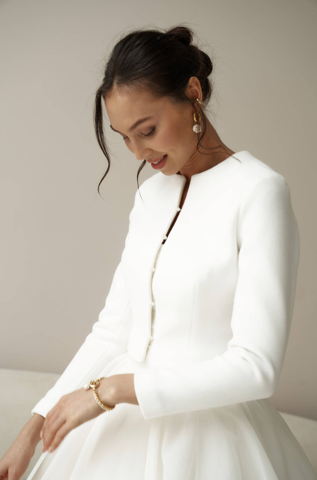 Veste de mariée classique en laine et cachemire pour l'hiver