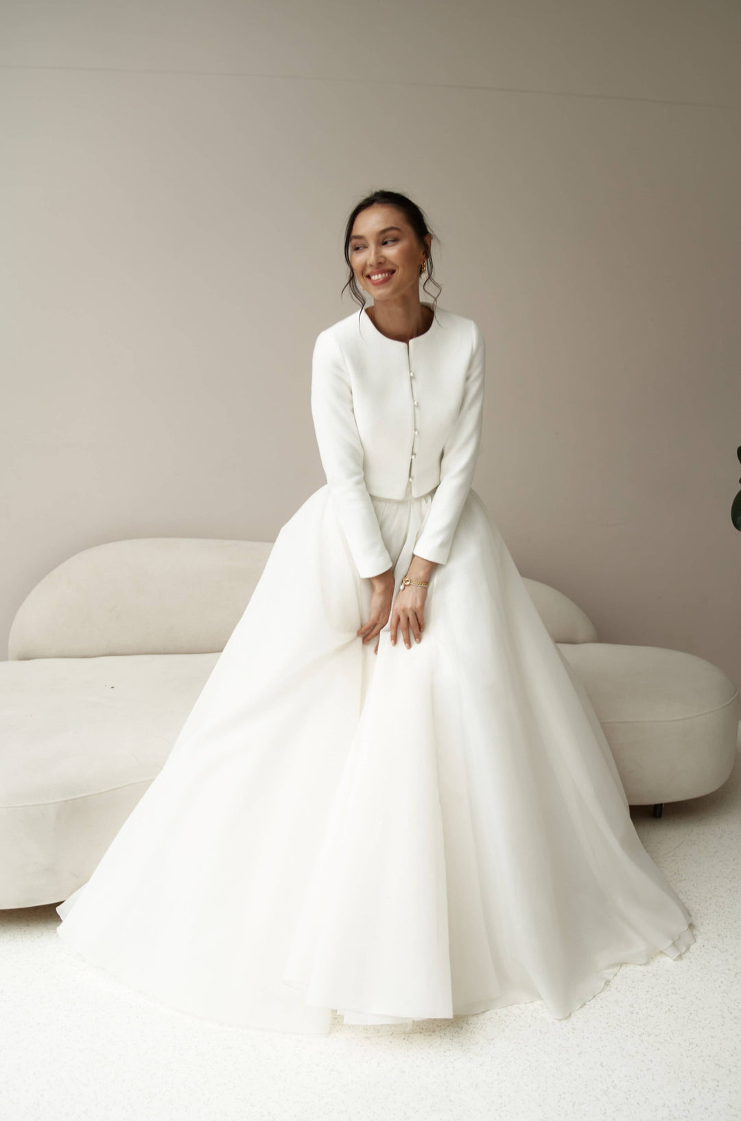 Veste de mariée ivoire boutons perle, Artpodium Studio