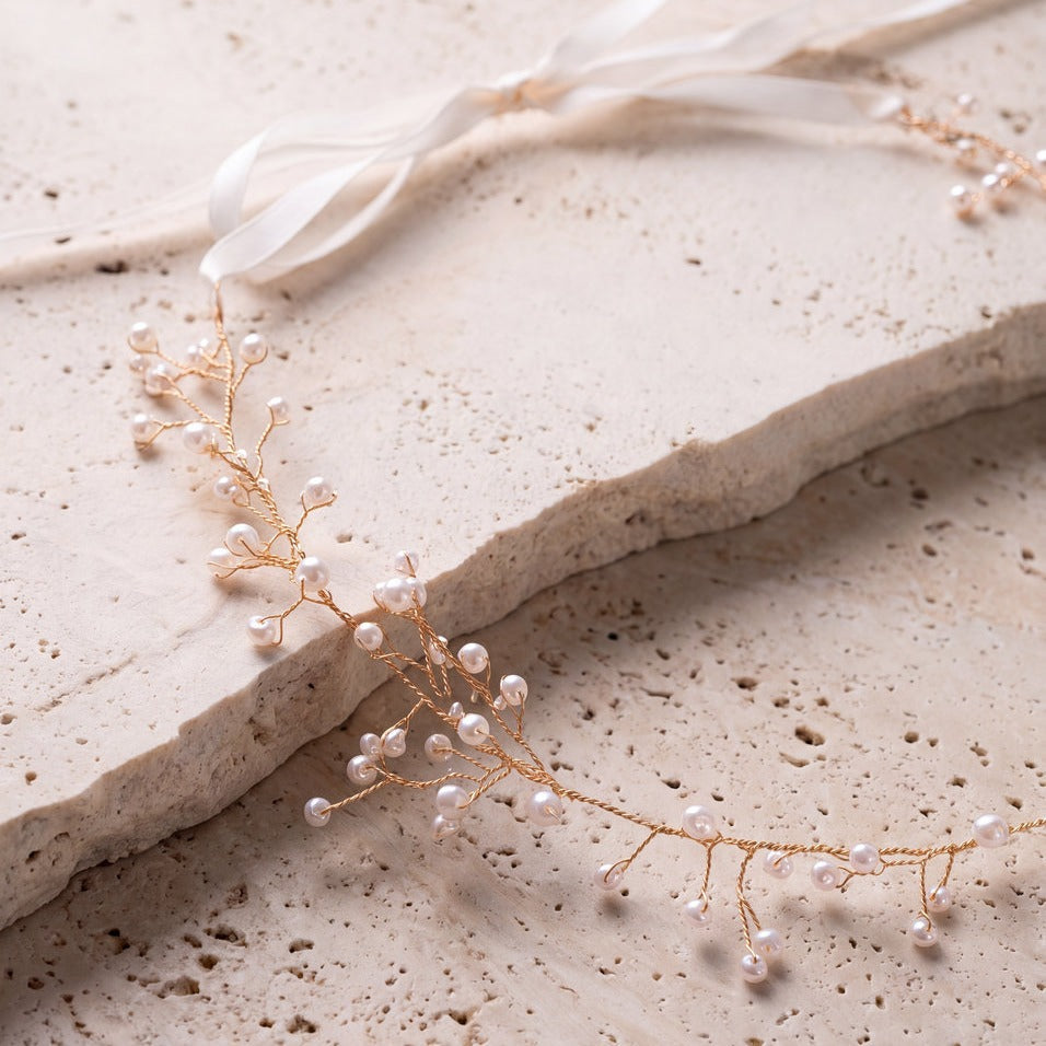 Vigne de mariée HB1006 – perles nacrées, or ou argent G.Westerleigh