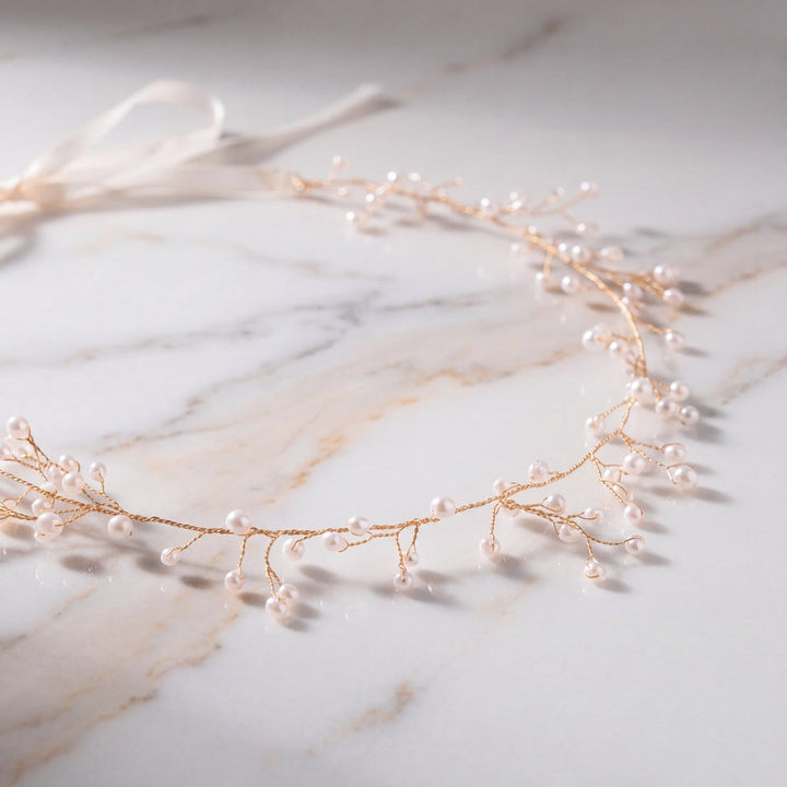Vigne de mariée HB1006 – perles nacrées, or ou argent G.Westerleigh
