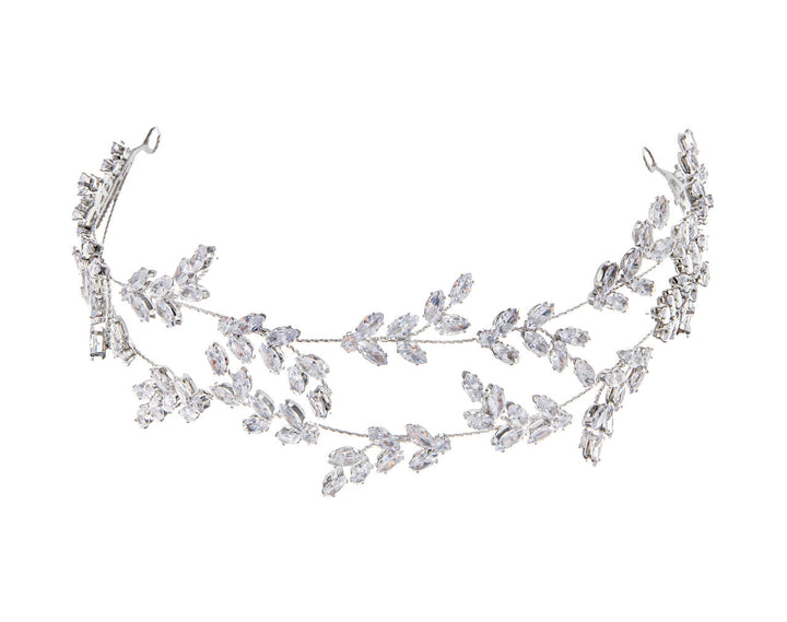 Vigne de mariée HB7384 – feuilles de zircons, argent G.Westerleigh