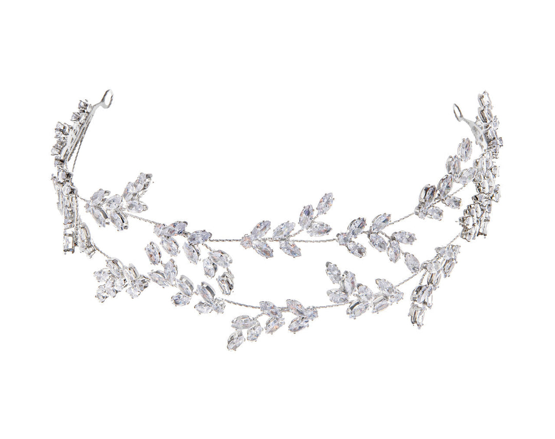 Vigne de mariée HB7384 – feuilles de zircons, argent G.Westerleigh
