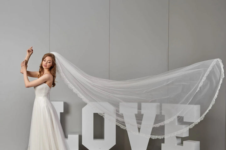 Voile de mariée Amanda WD68 dentelle française festonée 270 cm Novias vue 2