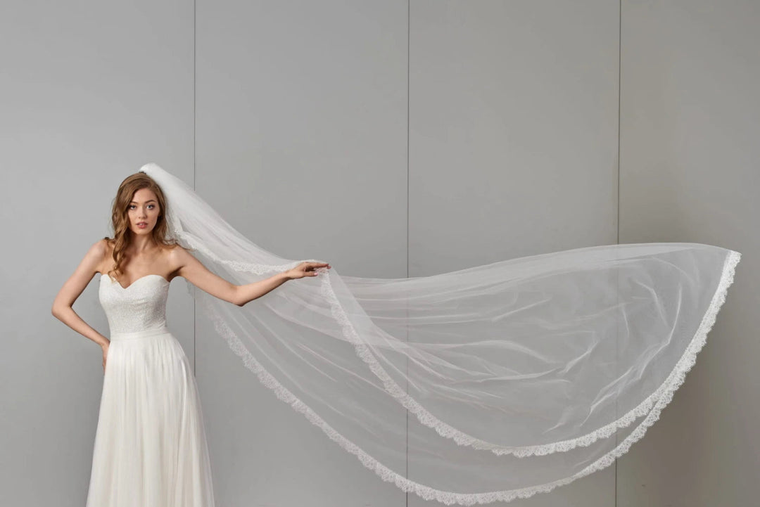 Voile de mariée Amanda WD68 dentelle française festonée 270 cm Novias vue 3