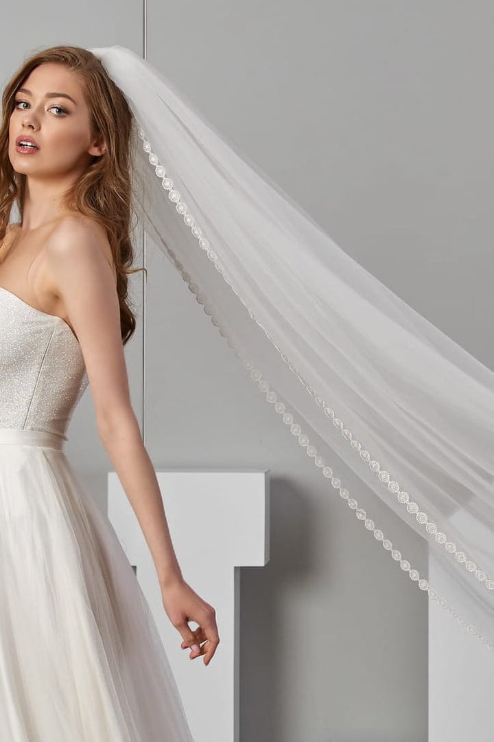 Voile de mariée Anita WD67 porté, dentelle