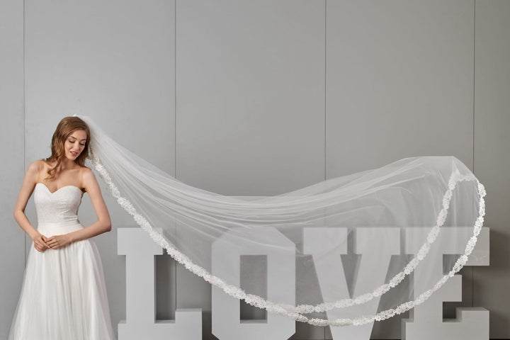 Voile de mariée Ariana WD64 porté, dentelle