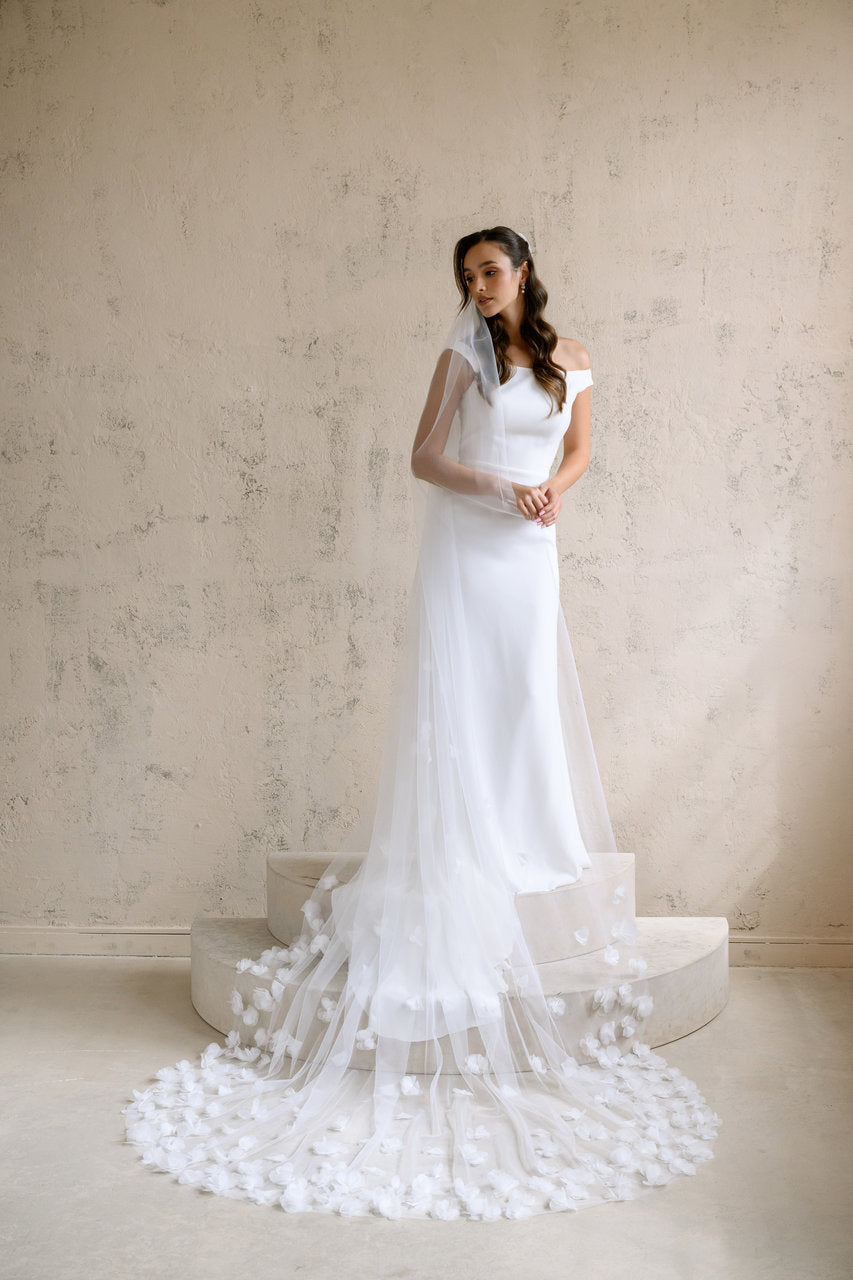 Voile de mariée Aurea 300 cm, fleurs 3D, photo 2
