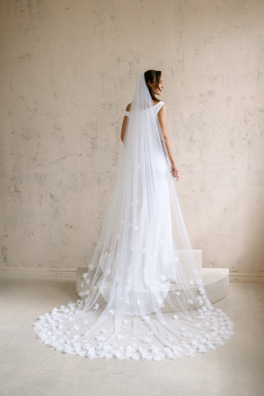 Voile de mariée Aurea 300 cm, fleurs 3D, photo 3