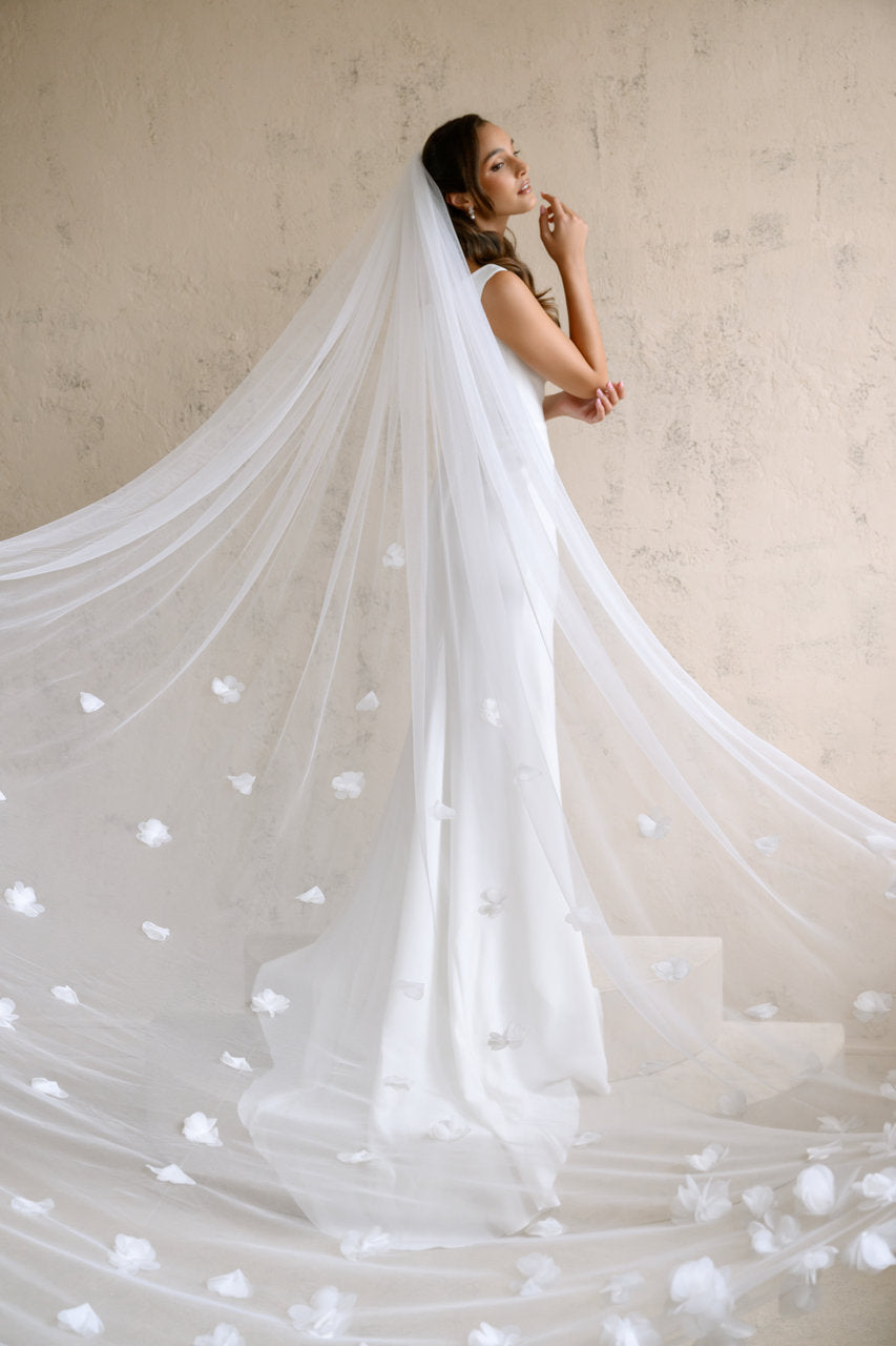 Voile de mariée Aurea 300 cm, fleurs 3D, photo 5