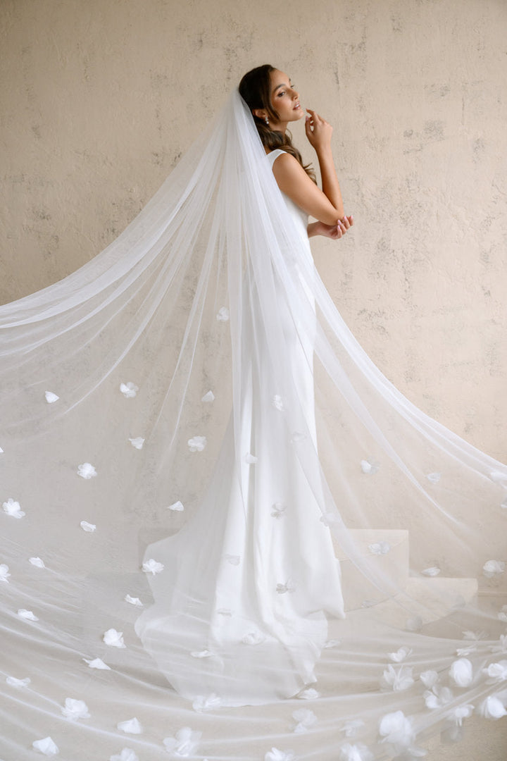 Voile de mariée Aurea 300 cm, fleurs 3D, photo 5