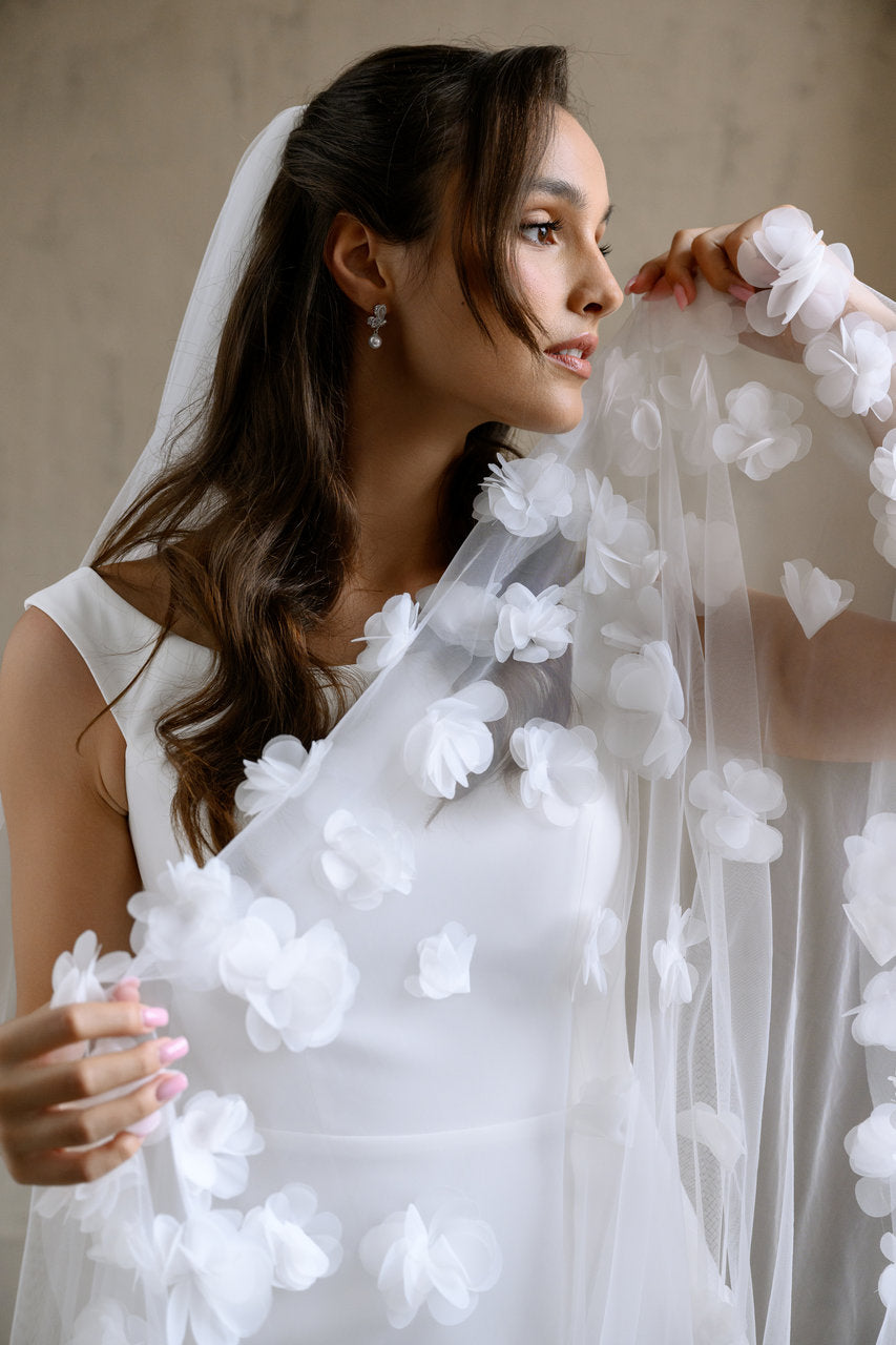 Voile de mariée Aurea 300 cm, fleurs 3D, photo 9