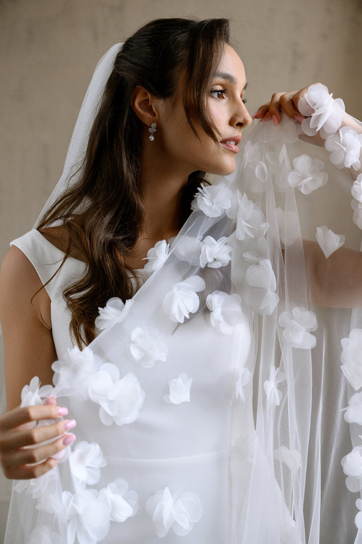 Voile de mariée Aurea 300 cm, fleurs 3D, photo 9