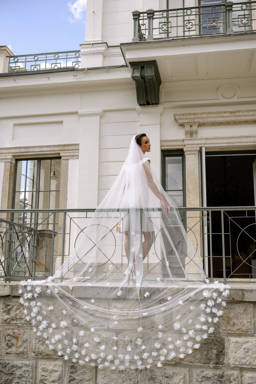 Voile de mariée Aurea 300 cm, fleurs 3D, photo 15