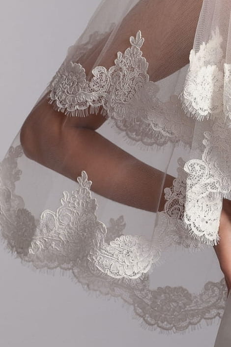 Voile de mariée Carmen WK16 deux couches bordure dentelle Novias vue 2