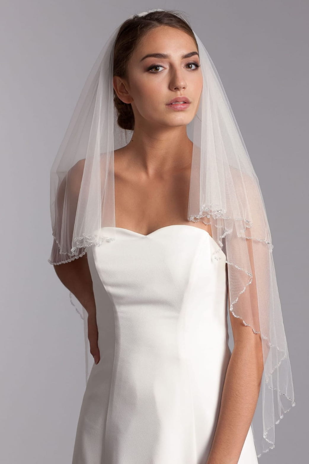 Voile de mariée Cassidy W37 porté, cristaux Preciosa