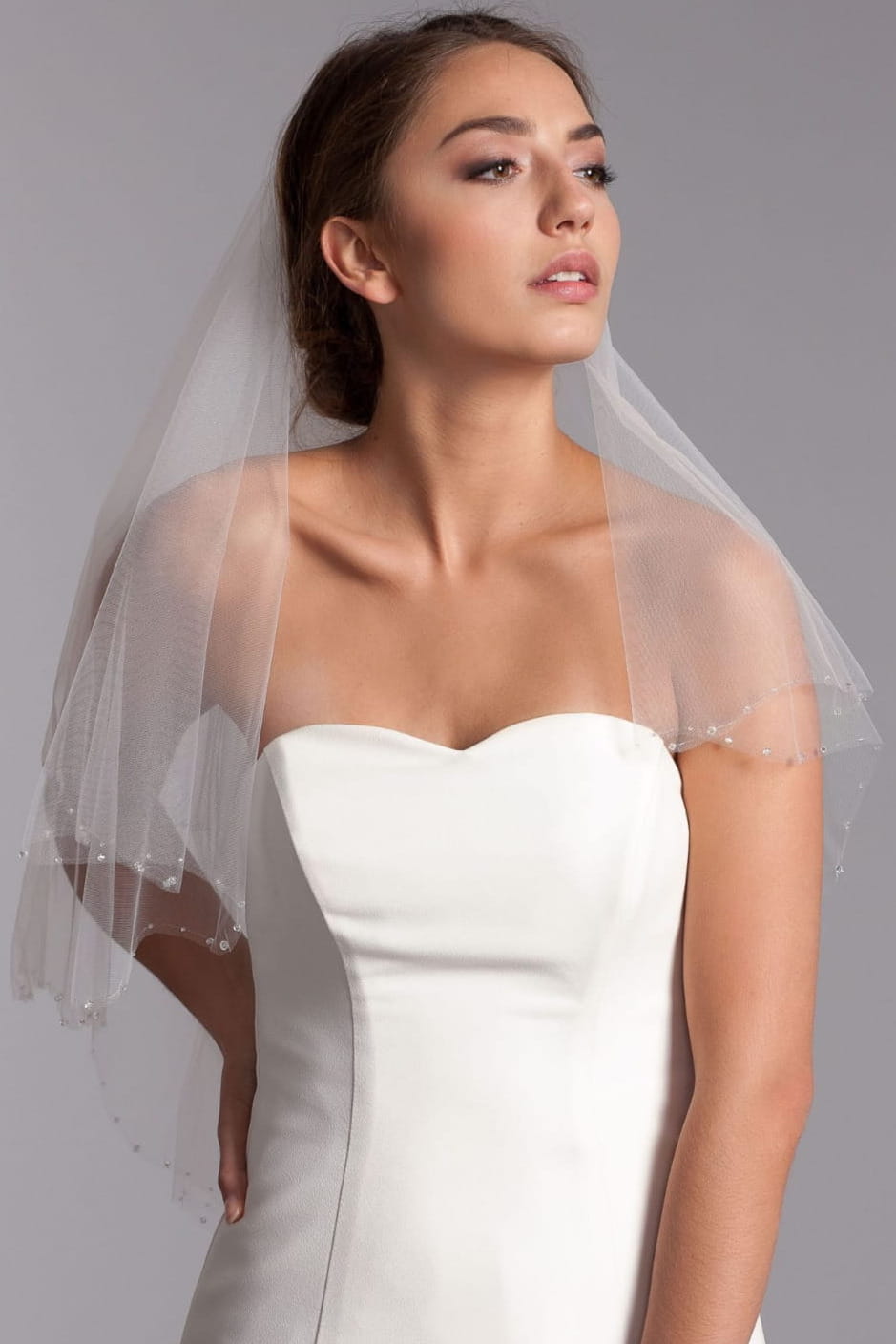 Voile de mariée Cayenne W35 porté, cristaux Preciosa